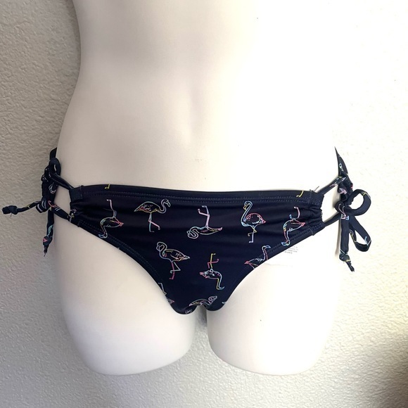 CITY STREETS Summer fun flamingo print navy bikini bottoms size XS - Picture 1 of 10